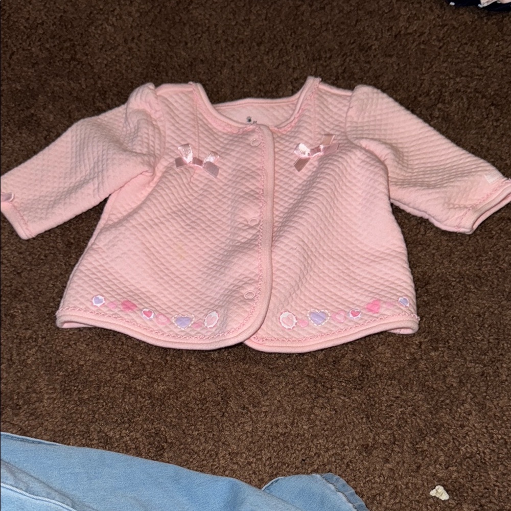 Pink Quilted Baby Jacket with Embroidered Details